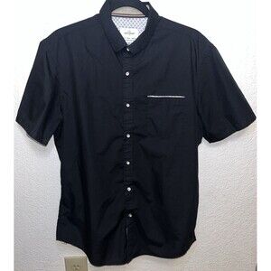 Craft + Flow Button Up Short Sleeve Shirt Black Size Med.